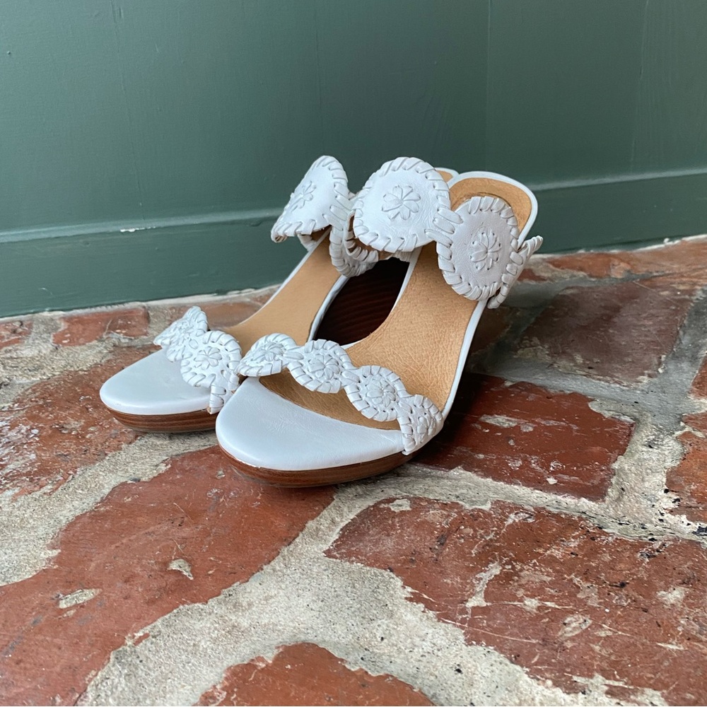 Jack Rogers white leather wedge sandals